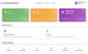 Home Inventory Software Dashboard