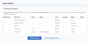 Inventory List Export for Insurance