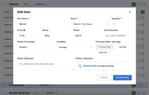 Home Inventory App Item Editor